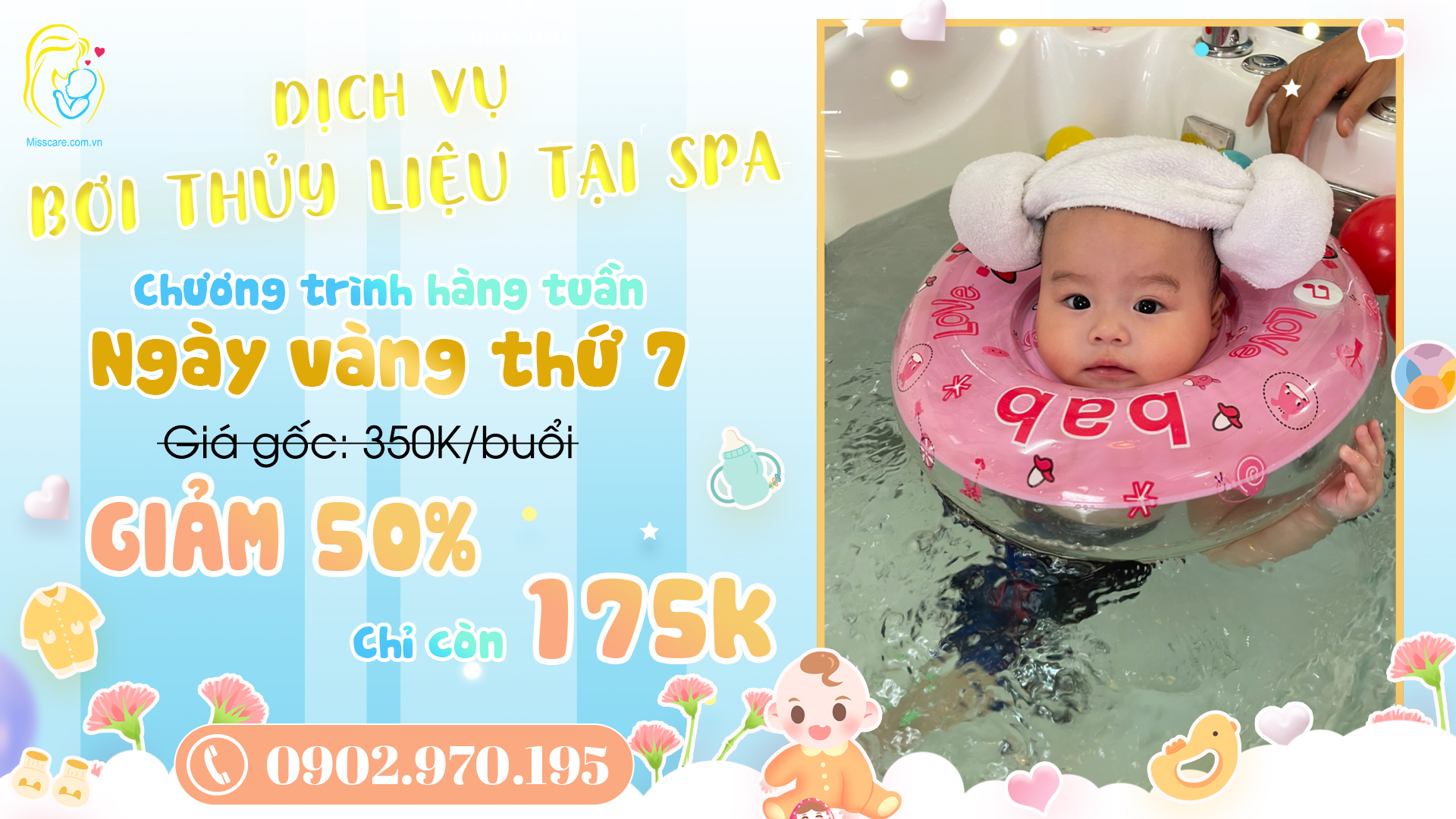 NGÀY VÀNG THỨ 7 HÀNG TUẦN – GIẢM 50% DỊCH VỤ BƠI THỦY LIỆU CHO BÉ