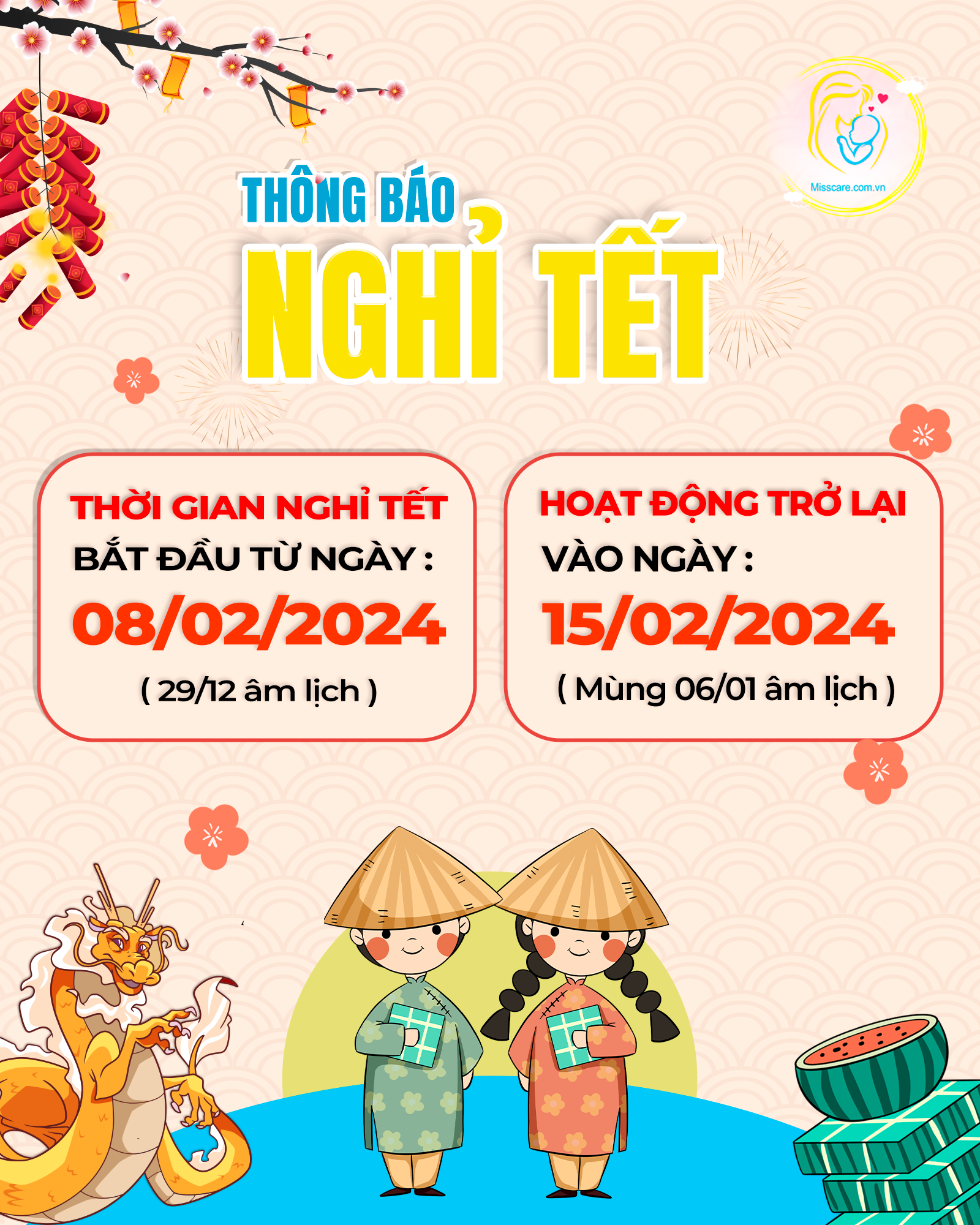 THÔNG BÁO NGHỈ TẾT MISS CARE