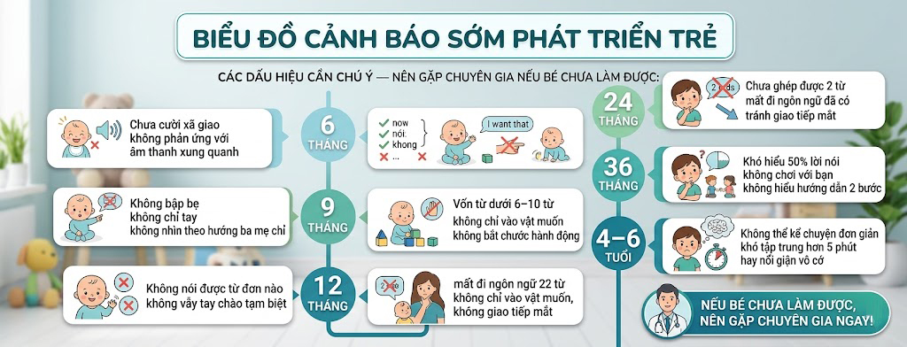 Bảng mốc phát triển trẻ 0-6 tuổi theo độ tuổi"